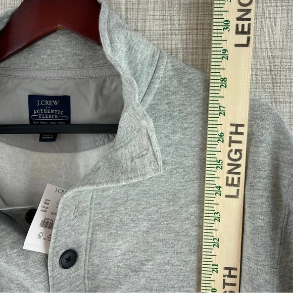 NWT J. Crew Mens Size L Authentic Fleece pullover sweatshirt gray 2327 - Picture 2 of 7